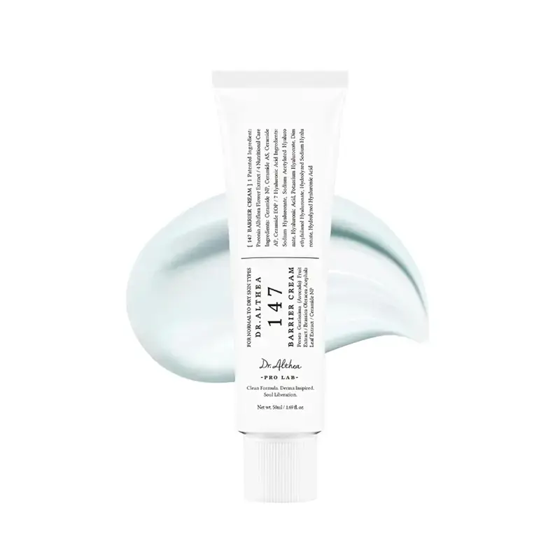 Dr.Althea PRO LAB 147 Barrier Cream 50ml, Soothing Hydrating Facial Moisturizer with 4 Ceramides & 7 Layered Hyaluronic Acid & Guazulene, Redness Relief Repair Cream for Sensitive Dry Irritated Skin, Fragrance Free Vegan Korean K-Beauty Skincare