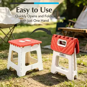 1Pc Large Multifunctional Folding Stool, No Assembly Required, Lightweight Anti-slip for Camping Fishing Beach Picnic