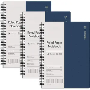 B5 Spiral Notebook 3 Pack, 480 Pages 100GSM Ink-Proof College Ruled,  Plastic Hardcover -Wire Binding Journal for School Office Work, Blue