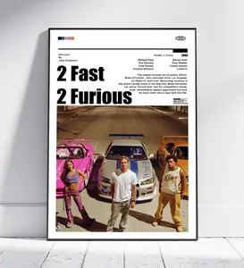 2 Fast 2 Furious Movie Poster Print, Fast and Furious, Paul Walker, Brian o Conner, Ludacris, Devon Aoki, Tyrese Gibson Decor