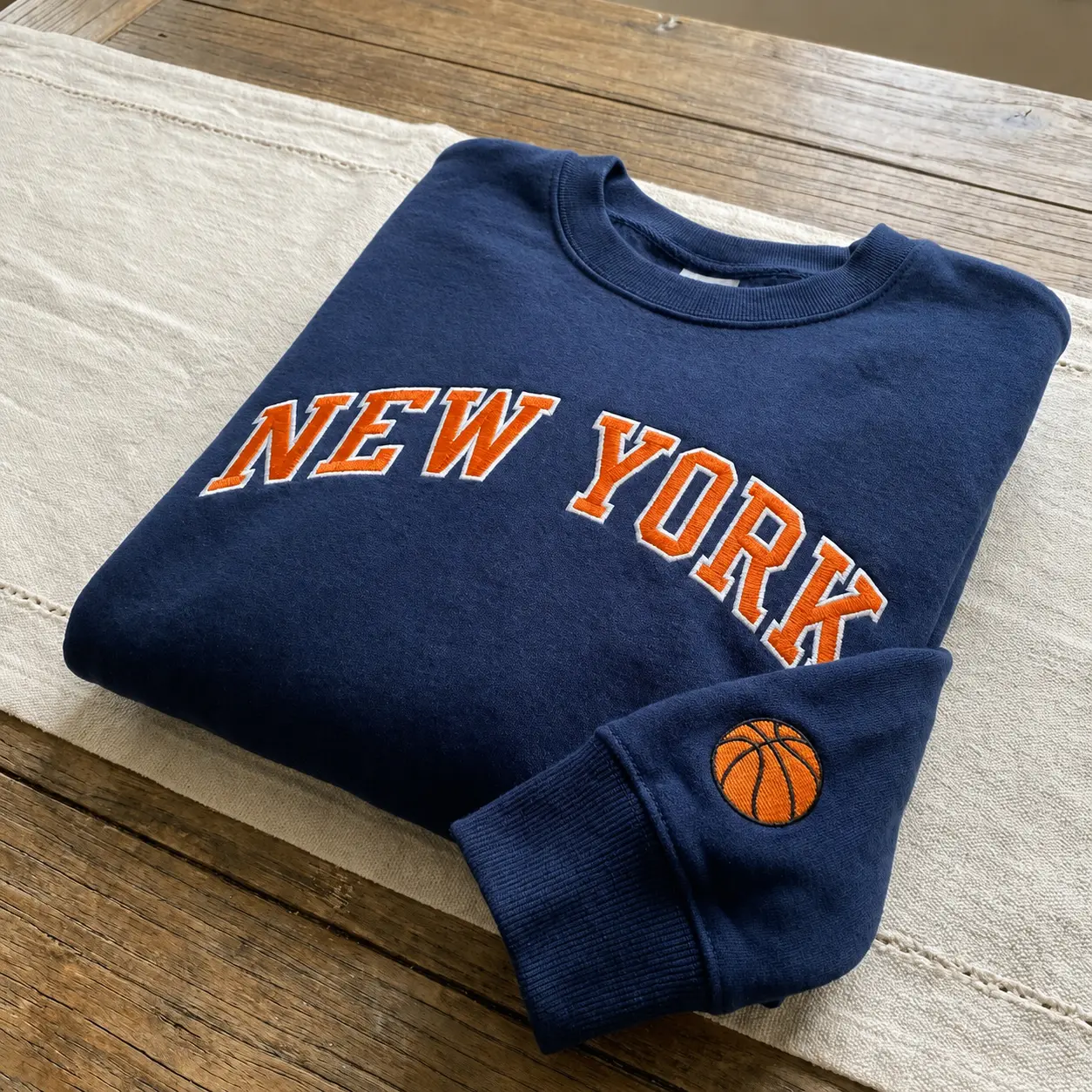 Sweatshirt for Women, Vintage Fitted New York Basketball Embroidered Crewneck, Long Sleeve Streetwear Fan Gift, Piece, Retro, One Piece