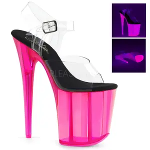 Flamingo 808UVT Hot Pink UV Reactive Tinted 8" Pole Dance Heels