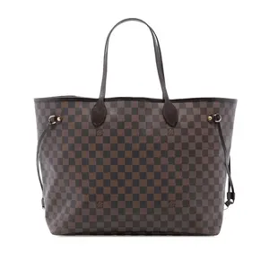 Pre-owned Louis Vuitton Canvas Coated, Leather Travel Bags Neverfull Tote Damier GM by Rebag