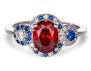 Red Oval America Ring