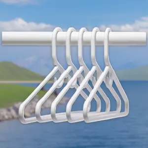 5pk Plastic Hangers White - White Plastic Hangers, 5pk, Heavy-Duty, for Clothes, Non-Slip, Room Essentials