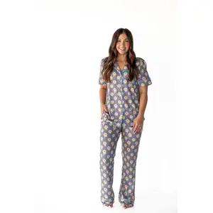 YELLOW TRIPPY CHECKER | WOMEN'S BUTTON UP SHORT SLEEVE SET