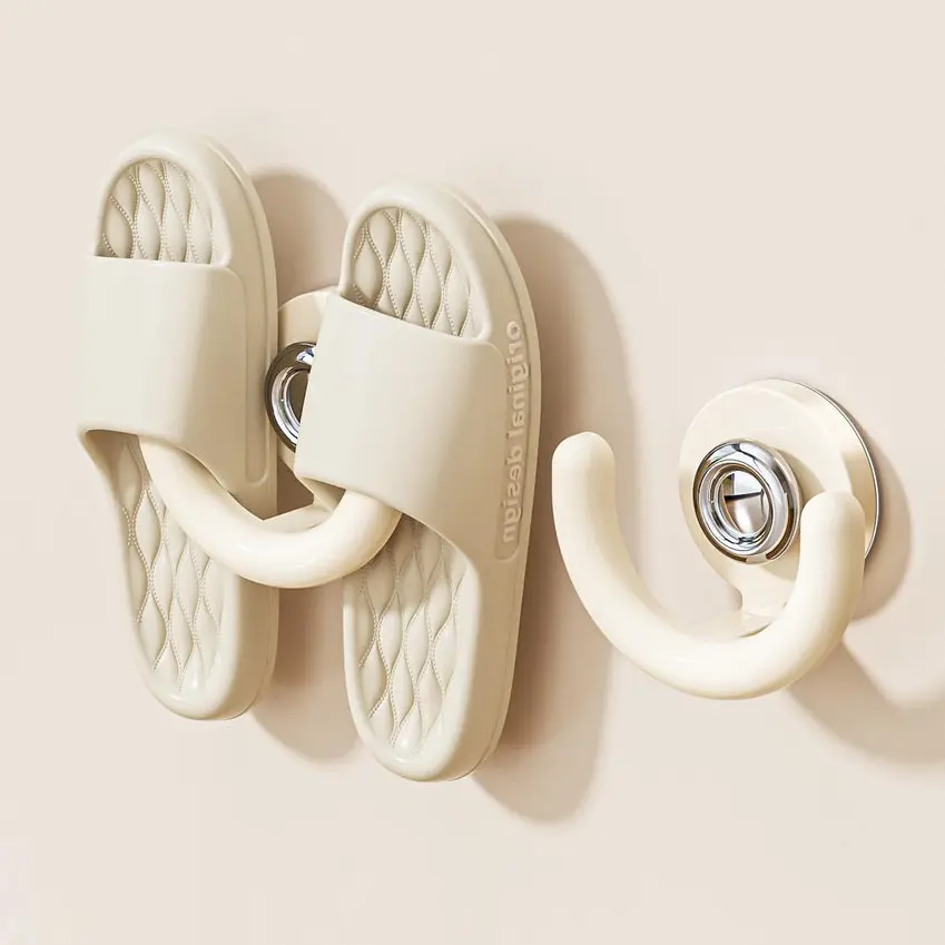 Cozy Beige Cloud Slides with Soft Cushioned Footbed and Wall Mount Holder for Indoor Comfort