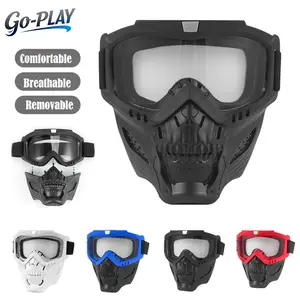 Motorcycle Face Mask with Goggles | Detachable Anti-Fog Windproof | Dual Breathing Valve for ATV Dirt Bike Woodworking