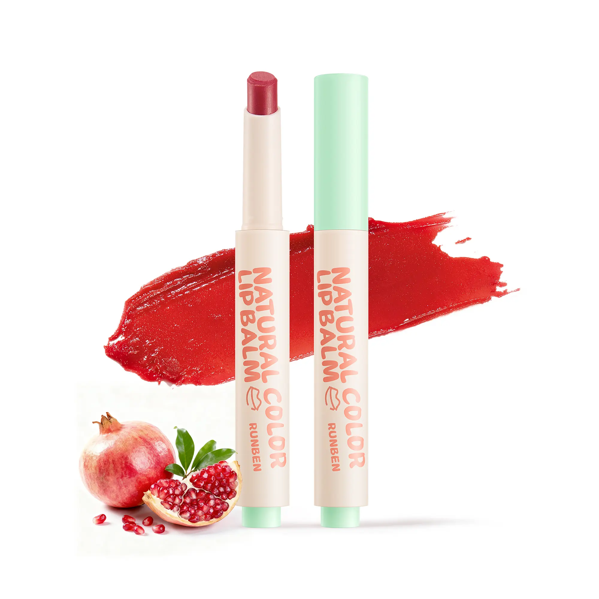 RUNBEN Kids Tinted Lip Balm, 24H Lip Moisturizer, Glossy & Safe Lipstick for 3+ Age Group, Makeup Gift for Girl
