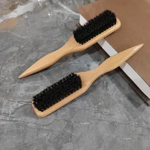 Wooden Handle Boar Bristle Hair Brush, 1 Count Professional Hair Styling Brush for Thick & Thin Hair, Heatless Hair Styling Tool for Men and Women