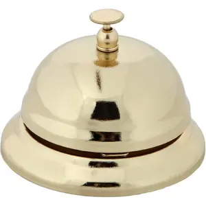 Hotel-Style Call Bell, Service Bell for Reception Desks, Classroom Tables, Restaurant Counters, and Homes, Gold Bell for Offices Kitchen Metal