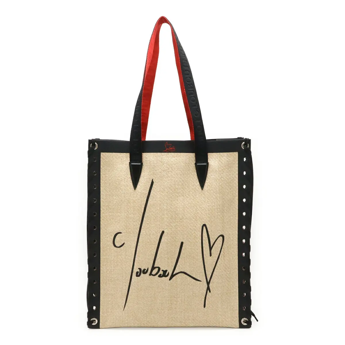 Pre-owned christian louboutin Straw Tote Bags Cabalace Smal raffia tote bag