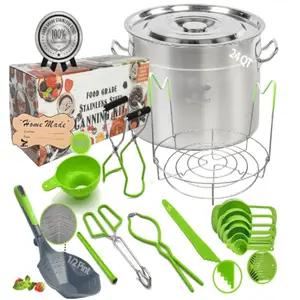 Supa Ant 24 Qt. Stainless Steel Water Bath Canning Pot with Canning Supplies Starter Kit - Canning Rack,Food Grade Canning Ladle, Measuring Cups,Funnel,Tongs,Jar Lifter & Wrench,Lid Lifter, 90x Labels