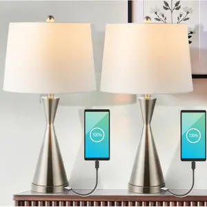 JONATHAN Y Colton Classic French Country Iron LED Table Lamp with USB Charging Port , for bedroom, living room, foyer, hallways, dining room, dorms