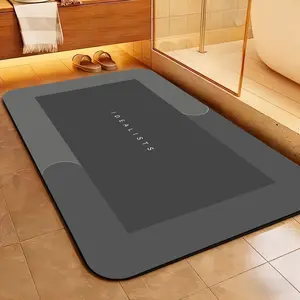 Letter Pattern Bathroom Mat, Diatomite Absorbent Non-slip Bath Mat, Rectangle Bathroom Accessories Doormat, Bathroom Decorative Mat, Bathroom Drying Doormat for Home Decor, Water Absorbent Bathmat