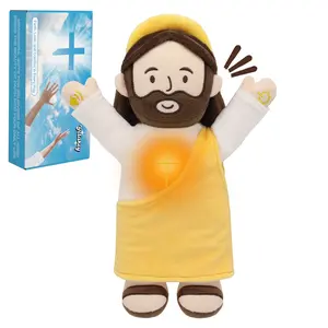 Yelakey Talking Jesus Plush Toy with Glow, Resurrection of Jesus Speaks Bible Verses Story Songs, Jesus Stuffed Doll with Greeting Card, Plushie Suitable for Easter Christmas Baptism Gift outdoorfun