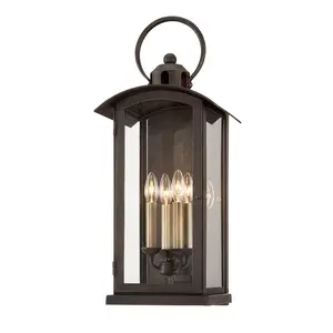 Large Chaplin Outdoor Wall Sconce - Contemporary Aluminum Lantern with Clear Glass Panels