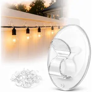 20Pcs Clear Heavy Duty Outdoor String Light Clip Hooks 3X Stronger Waterproof Adhesive Hangers Removable 0 Residue No Drill for Indoor Garage Patio Fence Gutters Wall Christmas