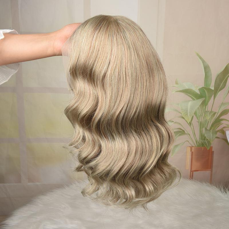 Ash Blonde Loose Body Wave Bob Lace Frontal Human Hair Wigs HD Transparent Lace Ash Blonde Bob Milk Tea Natural Wave Pure Luxury Virgin Human Hair Wig 13X4 Lace Front Glueless Pre Plucked With Baby Hair