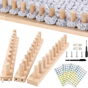 46" Beechwood Chunky Blanket Loom Kit, Adjustable Hand Knitting Loom for DIY Chunky Yarn Blankets, Large Wooden Loom Knitting Board, No  Required Blanket Maker, Beginner Friendly Craft