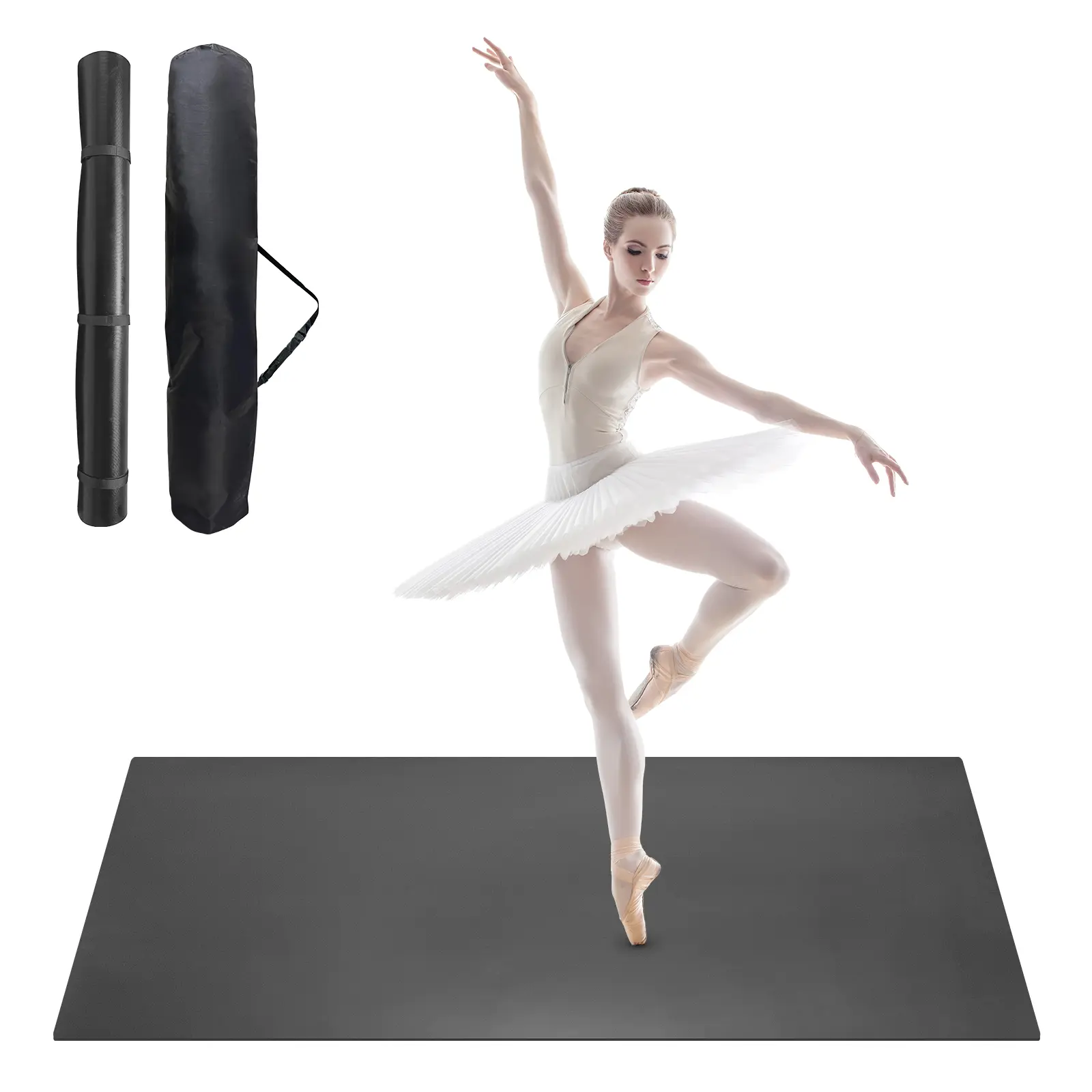 6 x 4 ft Dance Floor Mat Portable Non-Slip Ballet Floor 5 mm Thick Exercise Dance Flooring Practice Floor Mat w/ Storage Bag For Ballet, Tap, Jazz, Contemporary Dance & Fitness