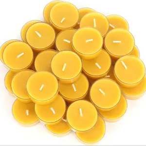 12-Pack Pure Natural Beeswax Tea Light Candles, Smoke-Free 4-Hour Burn Time, Versatile Uses, Perfect for Home Prayer, Home Decoration, Relaxation & Gifts