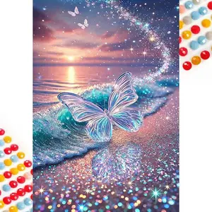 Butterfly Pattern DIY Diamond Arts Colorful Painting Kit without Frame, 5D Diamond Arts Colorful Painting Kit, Wall Art Decor for Home