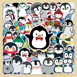 Cartoon Penguin Pattern Sticker, 50pcs/set Cute Penguin Decorative Sticker, DIY Decals for Water Bottle, Laptop, Phone Case, Scrapbooking, Journal Making