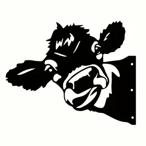 1pc Classic Metal Garden Cow Silhouette Stake - Outdoor Wall Art for Farm, Yard, and Lawn Decor, Black and White, Outdoor Wall Art |   Rustic Garden Decor |   Metallic Finish, Garden Decorations