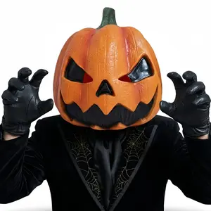 PATYGR Halloween Pumpkin Full Head Masks Jackolantern Horror Demon Head Cover Scary Party Novelty Dress Up Cosplay Stage Performance Costumes Props Eye Photo Waterproof Latex Mask