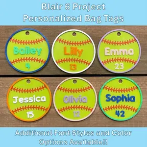 Softball Bag Tag w/Ring & Clip | Personalized Name Tag | Custom Name Tag | Luggage Tag | Team Bag Tag | Keychain | Ornament