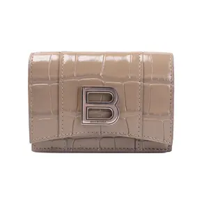 Pre-owned Balenciaga Leather Small Leather Goods Compact Wa Beige Croc Embossed A25091070