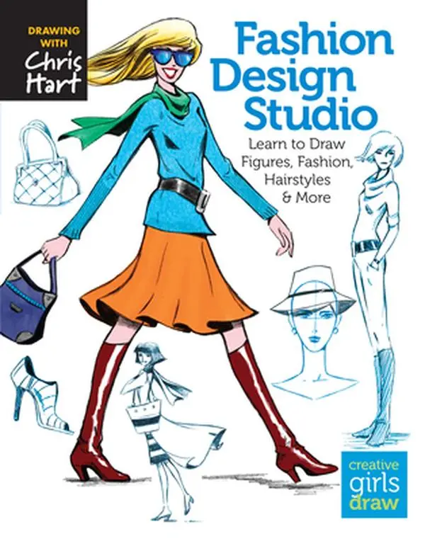 Used Soft Cover Book - Fashion Design Studio: Learn to Draw Figures, Fashion, Hairstyles & More Tutorial by Bestselling How to Draw Author Christopher Hart - English Drawing Guide (Good Condition), Paperback