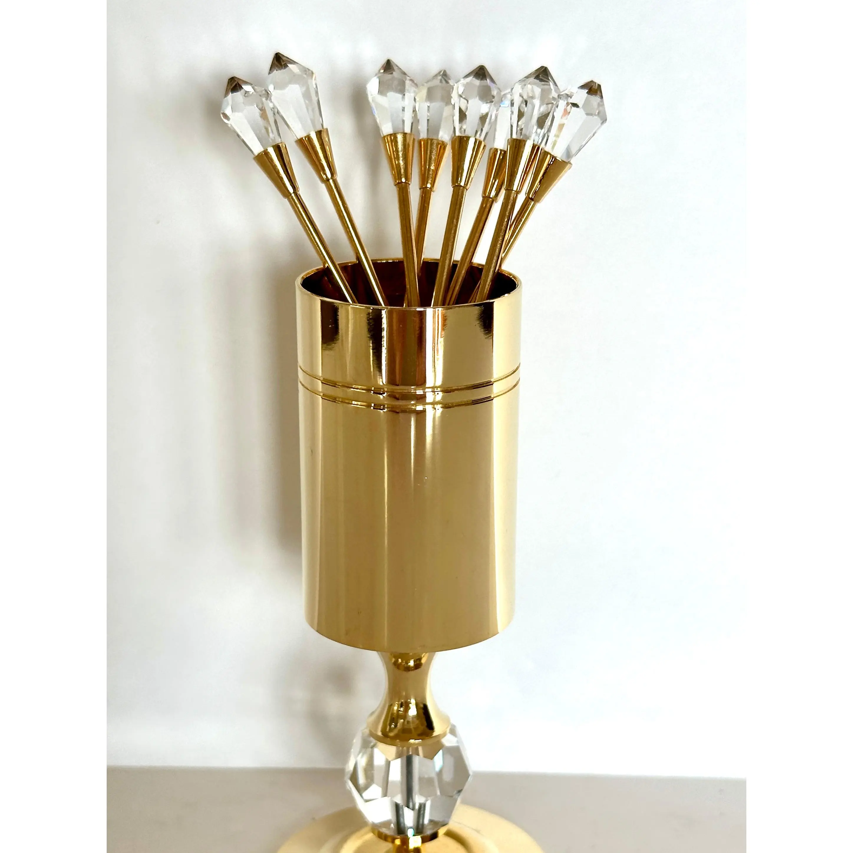Vintage Gold Swarovski Crystal Cocktail Picks Valerio Albarello, Set of 8