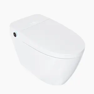 Smart Toilet with Bidet, One-Piece Design, LED Display & Night Light, Built-in Tank (White/Black) Heated Seat & Auto Open/Close Lid, Foot Sensing & Automatic Flush, Warm Water Wash & Dryer,