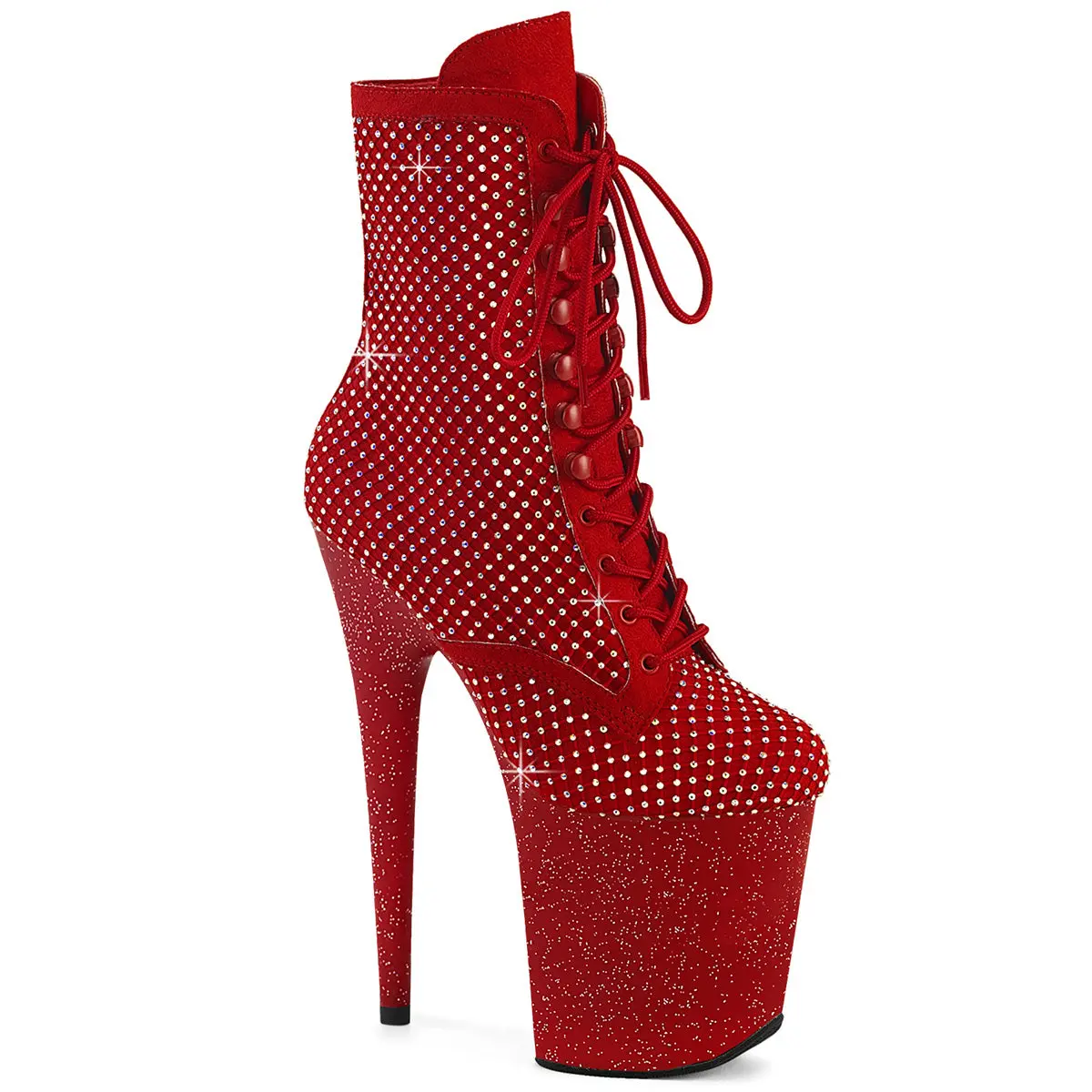 Pleaser Women's 8 in Platform Ankle Boot - Flamingo-1020RM Style Lace-Up Footwear with Mesh Overlay