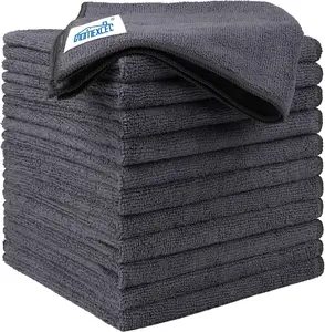Microfiber Cleaning Cloth 12 Pack, 12.5 x 12.5 inch Microfiber Towels for Cars, Ultra Absorbent Car Washing Cloth, Lint Free Streak Free Cleaning Rags for Car, Kitchen, and Window (Grey)