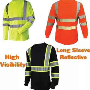 2 pcs Unisex High  Visibility  T Shirt Reflective Safety  Long Sleeve
