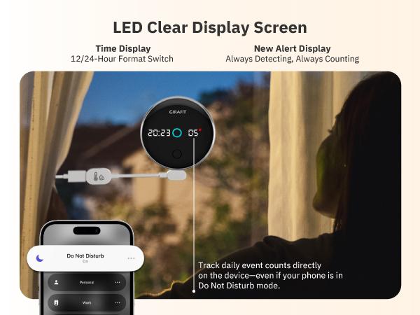 Girafit 5MP 3K Window Camera,2.4GHz & 5GHz Wi-Fi Indoor Security Camera with Thermometer and Hygrometer ChroMax Al Color Night Vision,Person & Motion Detection,24/7 Record