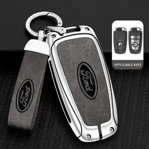 Genuine Leather Car Key Bag For Ford Fusion Edge Mustang Explorer Expedition Bronco Ecosport Ranger F150 F250 F350 F450 F550 Key chain
