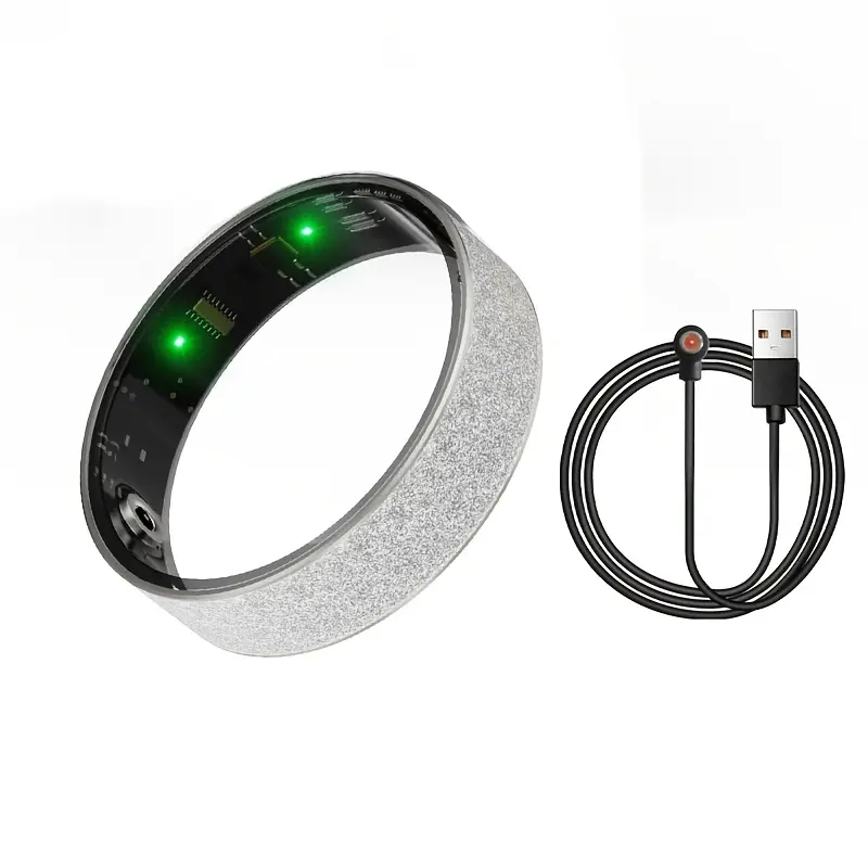 Diamond-Inlay Wearable Smart Ring for Men & Women - Fitness & Sleep Step Tracker, No Subscription Fee, Luxurious Style, Suitable for Daily & Sports Use, Compatible with iOS & Android