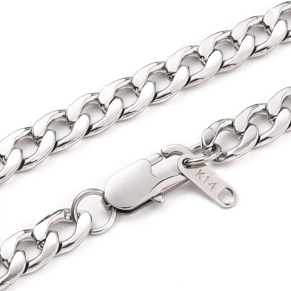 Stainless Steel Cuban Necklace Chunky Necklace Lobster Silver 20" 30" Z540