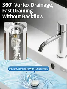 Universal All Metal Bathroom Sink Stopper, Fits 1.1''-2.3'' Drain Holes, Pop-Up Drain Strainer with Brass Core, Stainless Steel Anti-Clogging Filter, Brushed Nickel Finish, Easy to Install for Bathroom Sink and Bathtub