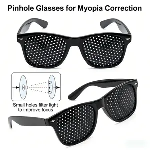 Unisex Pinhole Glasses for Vision Training & Eye Fatigue Relief Lightweight Black Frame Anti-Myopia Astigmatism Correction