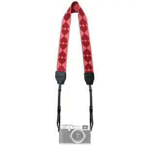 Camera Strap - Adjustable Pink Heart-shaped Crossbody Strap with Durable Trim, Elegant Pattern, Soft Polyester, Compatible with Many Cameras, with Quick Release Buckle