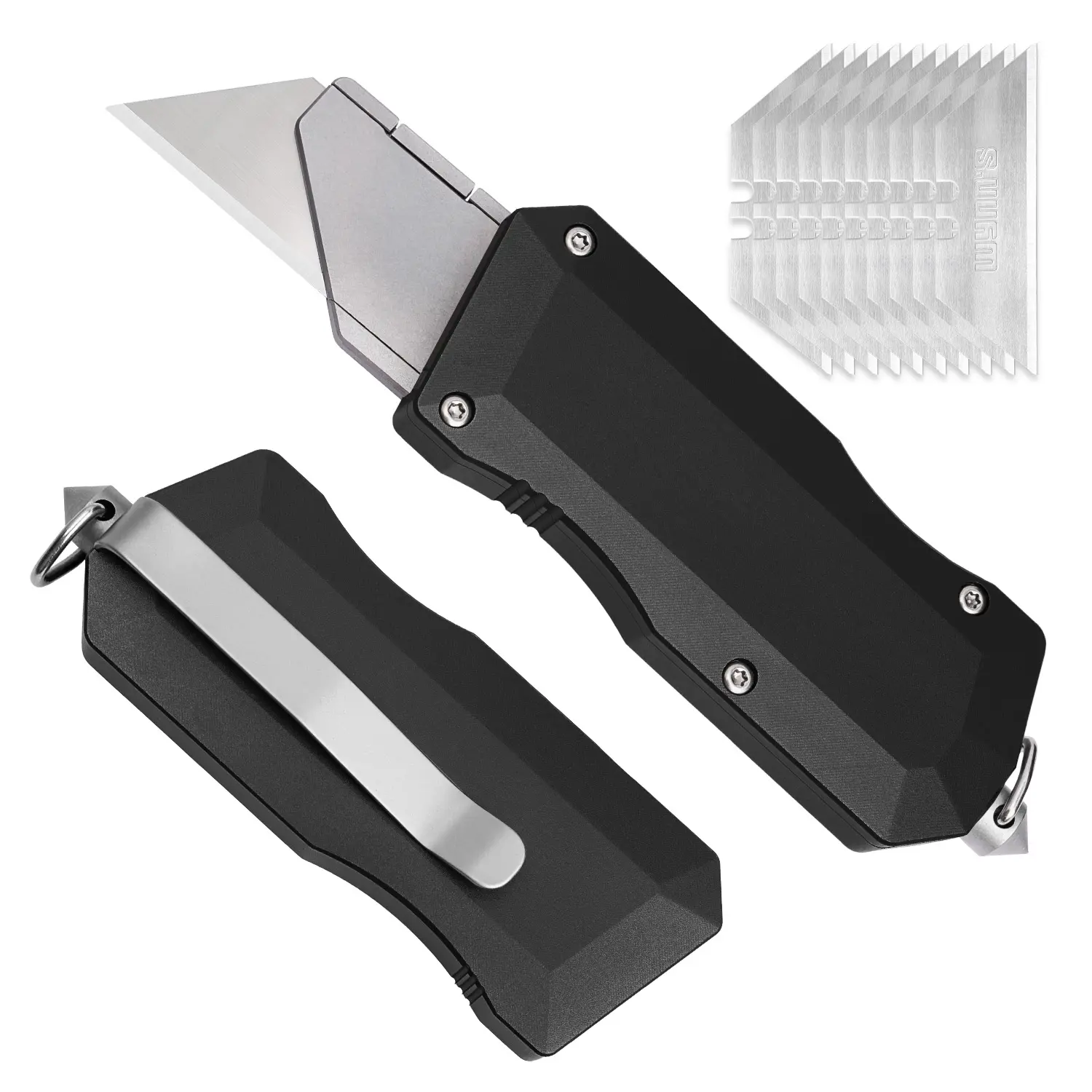 TGZUO Knife Aluminum Alloy Utility Knife Replaceable Blade EDC Razor Knife with Pocket Clip and window breaker With 10pcs Blades For Outdoor camping Factory
