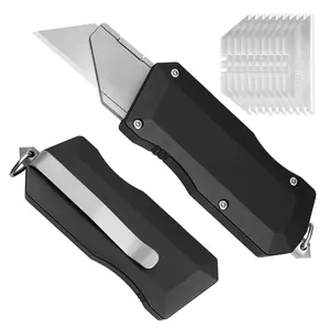 TGZUO Knife Aluminum Alloy Utility Knife Replaceable Blade EDC Razor Knife with Pocket Clip and window breaker With 10pcs Blades For Outdoor camping Factory