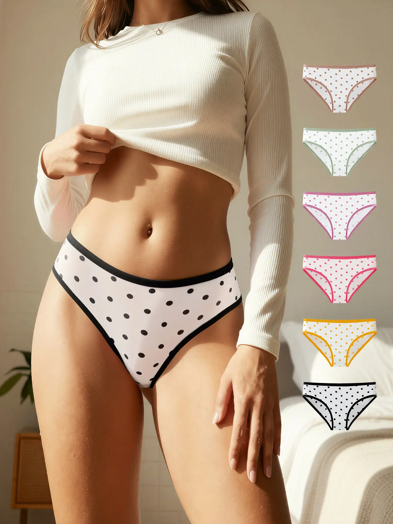 HOTCOM Women’s Polka Dot Seamless Panties – Cute Korean Style, Smooth Fit & Comfy Everyday Pieces Breathable Womenswear