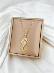 Seahorse Cz Pendant Necklace for Women, Hypoallergenic Ocean Jewelry, Elegant and Unique Design, Perfect Gift Idea