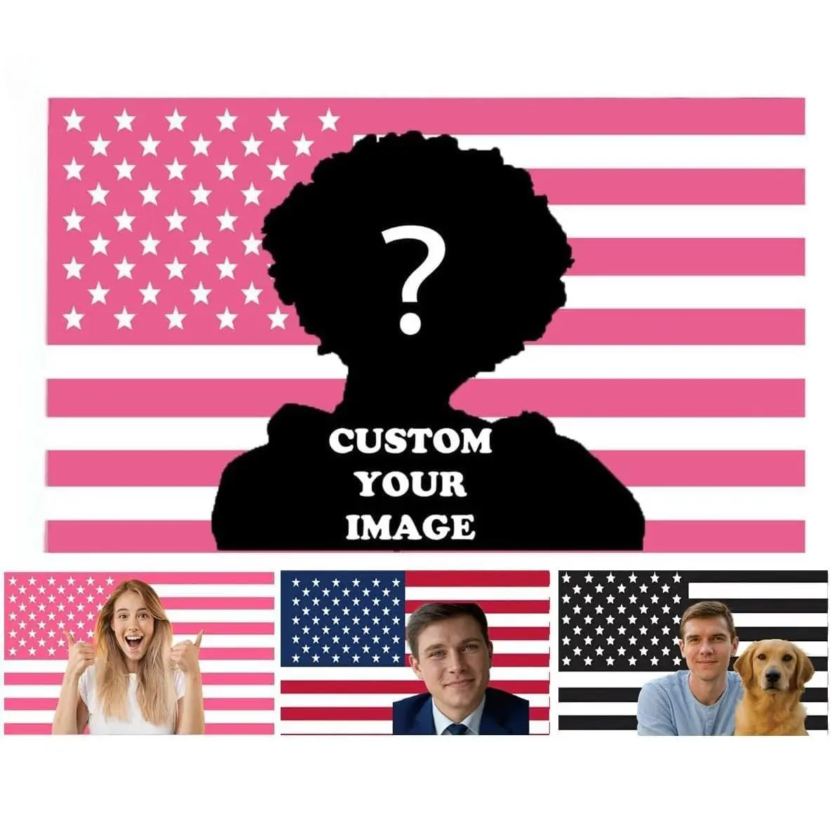 Eyesoul Custom Pink America Flag Personalized Flags Design Your Image Funny Tapestry Poster For Decorate Clubs Concerts Bars University Dormitories Bedrooms father's day gifts,gifts boyfriend,gifts for girl adults，Room commemorative decoration Boho Shabby